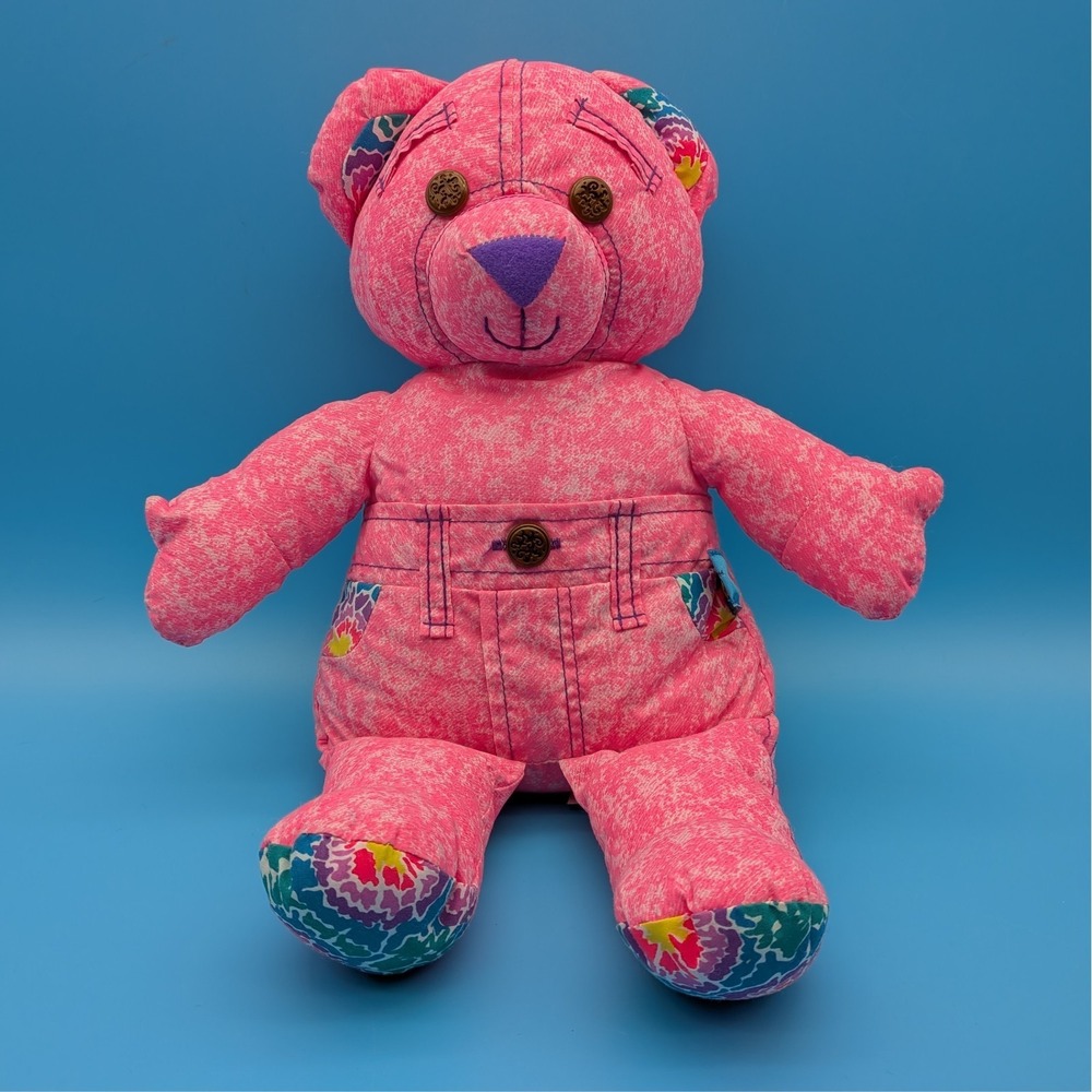 Vintage 1996 TYCO Large 16" Doodle Bears Pink Stuffed Animal 90s Teddy